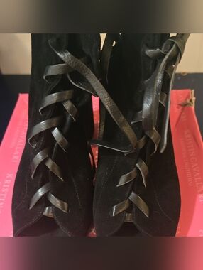 Kristin Cavallari Black Suede Lace-Up Women's Boots